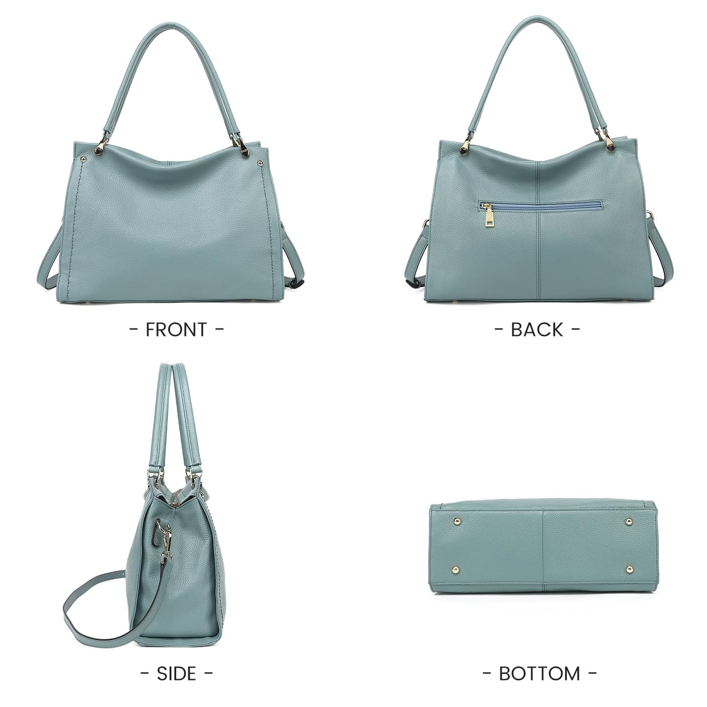 KOGTLA Medium Genuine Leather Tote Handbags for Women, Ladies Soft Satchel Shoulder Purses, Two-Handle Hobo Bags