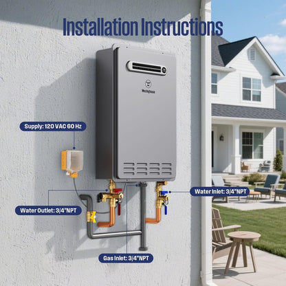 Westinghouse Smart Propane Tankless Water Heater Outdoor, 8.1 GPM 180,000 BTU Whole House Instant Hot Water Heater, ±1°F Temp Stability, Non-Condensing on Demand High Efficiency for 3-5 Fixtures, LPG