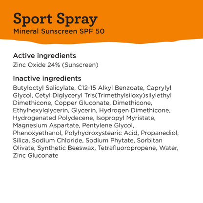 BLUE LIZARD Sport Mineral Sunscreen Spray SPF 50+, Dermatologist-Recommended Brand, Broad-Spectrum UVA/UVB Protection, Water-Resistant, Zinc Oxide Formula, Vegan, 5 fl oz