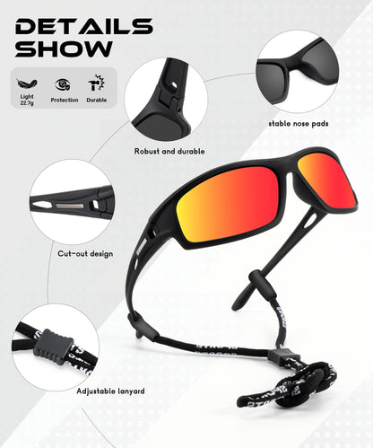OUKEMAX Polarized Sunglasses Men Sports-Sunglasses: Wrap Around Sun Glasses for Running Cycling Golf UV Protection 3 Pack