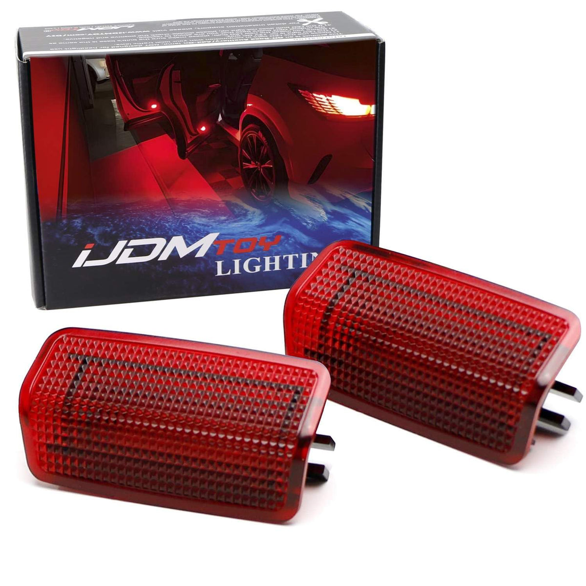 iJDMTOY LED Side Door Courtesy Light Assy, Red LED, Compatible with Lexus & Toyota Models, Dark Red Lens