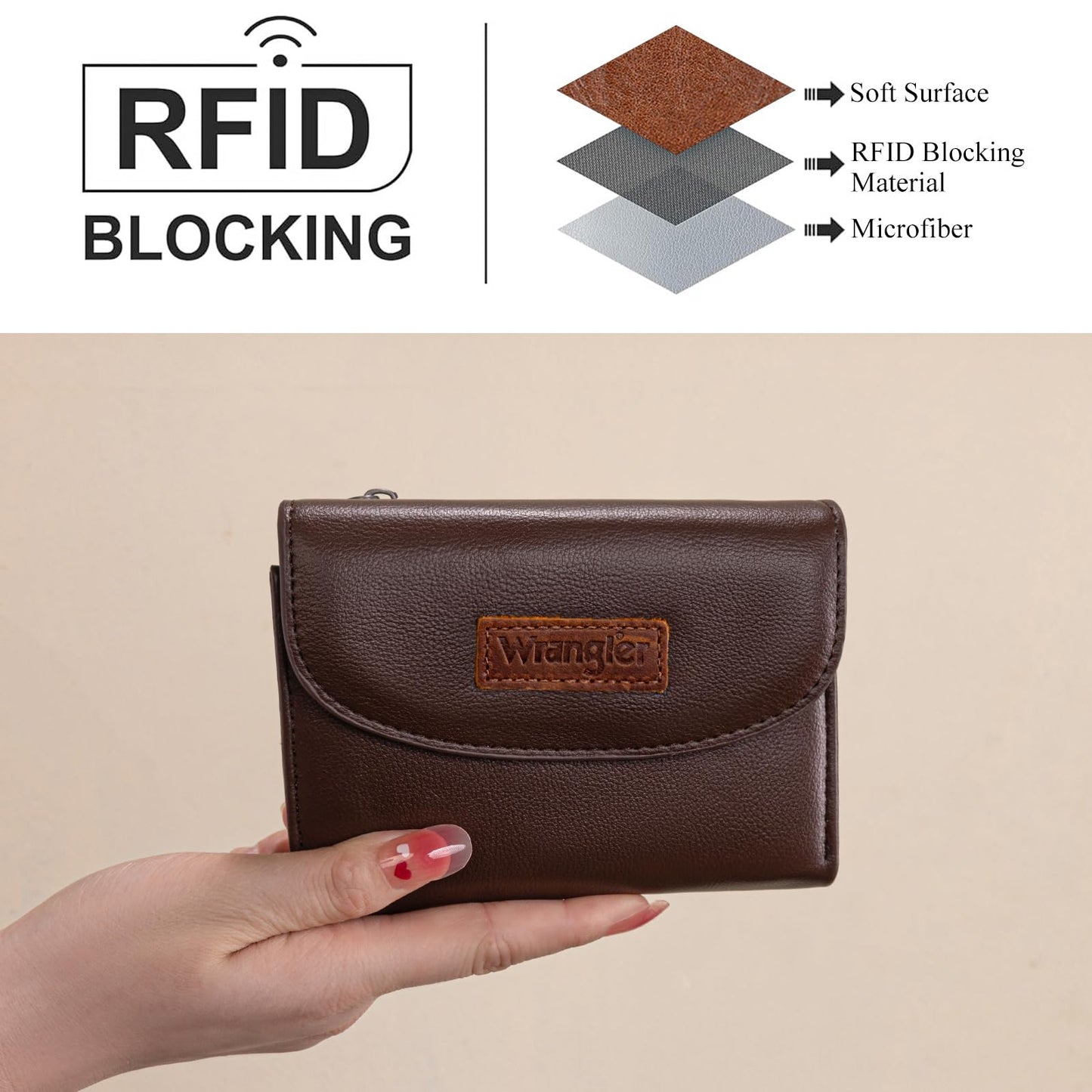 Montana West X Wrangler Small Wallets Woman Trifold Wallets, Card Cases & Money Organizers Womens Wallet Minimalist Wallet for Women Ladies Female Coffee with Coin Purses