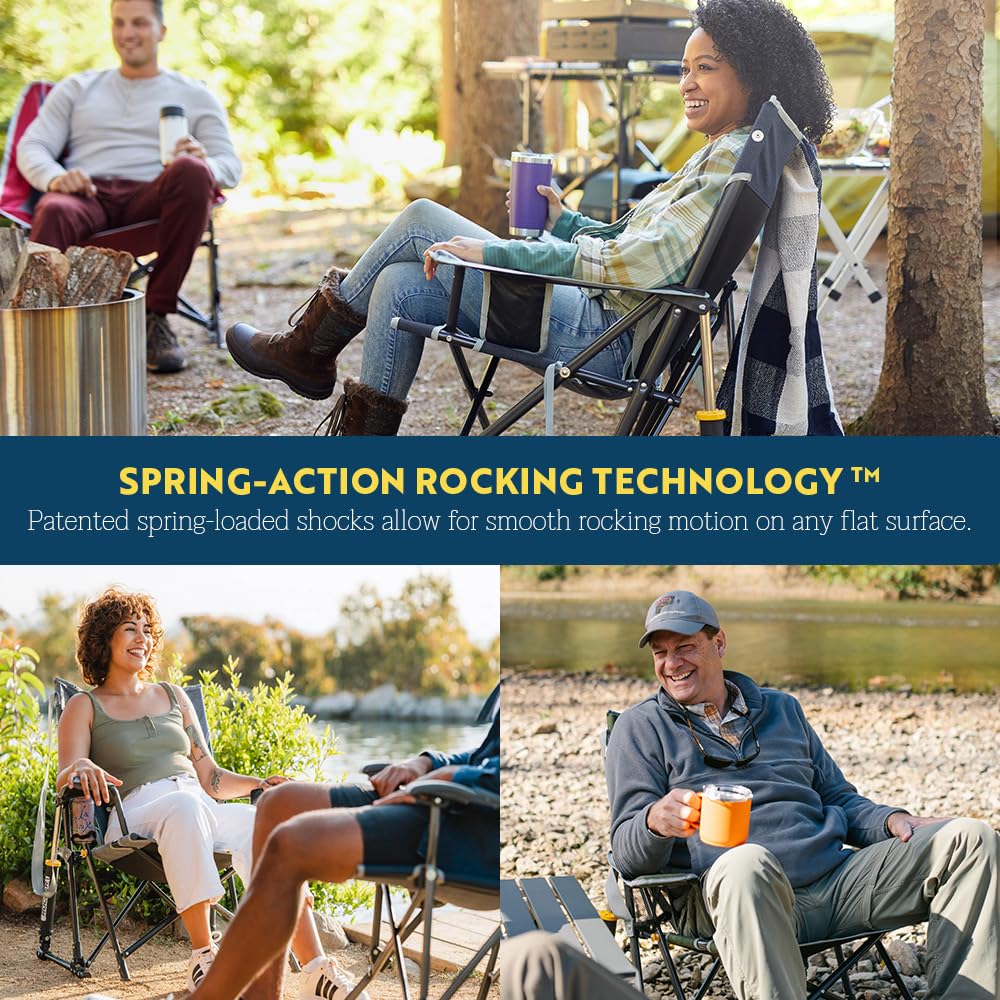 GCI OUTDOOR Kickback Rocker Outdoor Rocking Chair with Beverage Holder