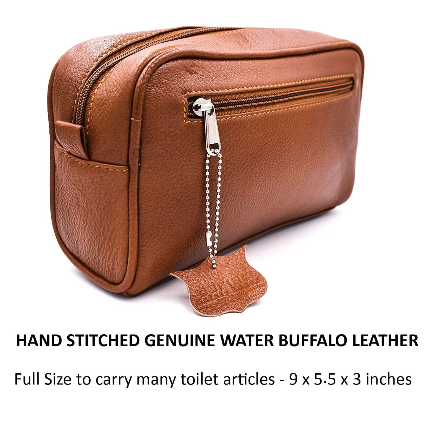 Parker Full Grain Leather Dopp Kit – Handmade Full Size Saddle Brown Leather Toiletry Bag/Dopp Kit/Travel Bag for Effectively Carrying and Storing Toiletries