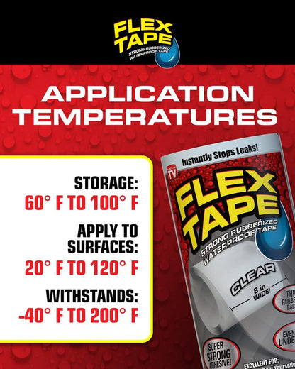 Flex Tape, Mini, Clear, Original Thick Flexible Rubberized Waterproof Tape - Seal and Patch Leaks, Works Underwater, Indoor Outdoor Projects - Home RV Roof Plumbing and Pool Repairs