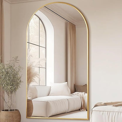 Full Length Mirror, Oversized 78"x38" Arched-Top Floor Mirror, Free Standing Mirrors, Modern Full Body Mirrors with Aluminum Alloy Frame for Bedroom,Living Room, Gold