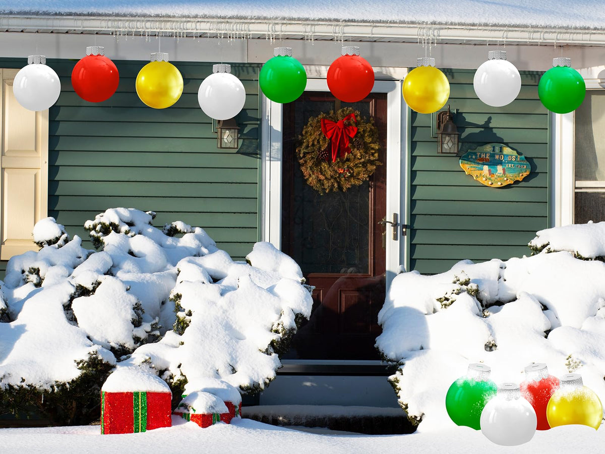 YONTUS 9 Inches Blow up Christmas Ornaments, Inflatable Christmas Balls Outdoor, Christmas Decorations for Porch (8 Pcs)