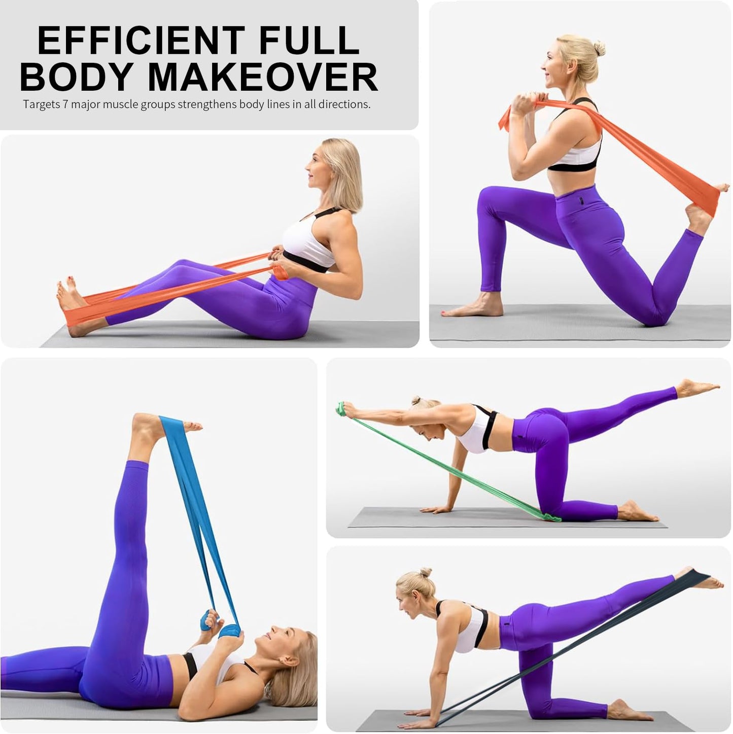 Resistance Bands,Professional Long Non-Latex Elastic Stretch Bands,Exercise Bands for Physical Therapy, Yoga, Pilates, Rehab, at-Home or The Gym Workouts, Strength Training