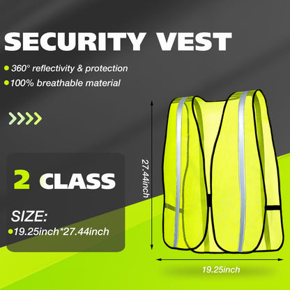 Jecery 20 Packs High Visibility Vest Safety Reflective Hi Visibility Mesh Vest Lightweight Neon Universal Size for Men Work Outdoor (M)