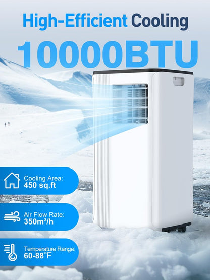 Portable Air Conditioners - 2026 Upgraded 10000 BTU Portable AC for Room up to 450 Sq. Ft, 3 in 1 AC Unit with 24H Timer, Smart Sleep Mode, Remote Control, Air Cooler for Bedroom Kitchen Small-Rooms