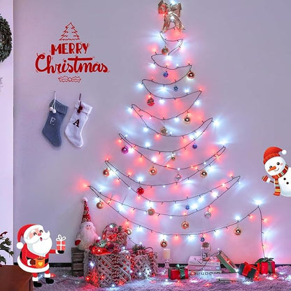 JMEXSUSS 66ft 200 LED Red and White Christmas Lights, Outdoor String Plug-in, Expandable for Tree Outside Party Home Decorations
