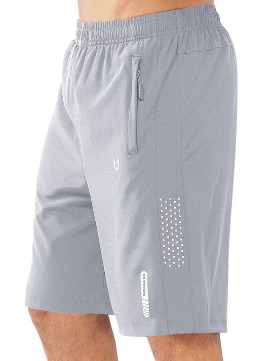 NORTHYARD Men's Athletic Running Shorts Gym Workout 7"/9"/5" Quick Dry Lightweight Sports Basketball Tennis 3 Zipper Pockets GREY-9inch 3XL