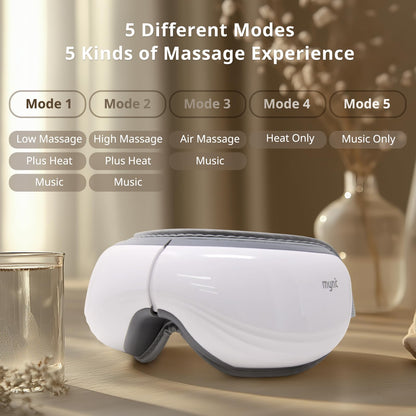 Mynt 5-Mode Eye Massager with Heat and Bluetooth Capability for Dry Eyes Relief, Folding Heated Eye Massager, Eye Massage with Voice Announcement, Heated Eye Mask Massager, Mothers and Father Day gift
