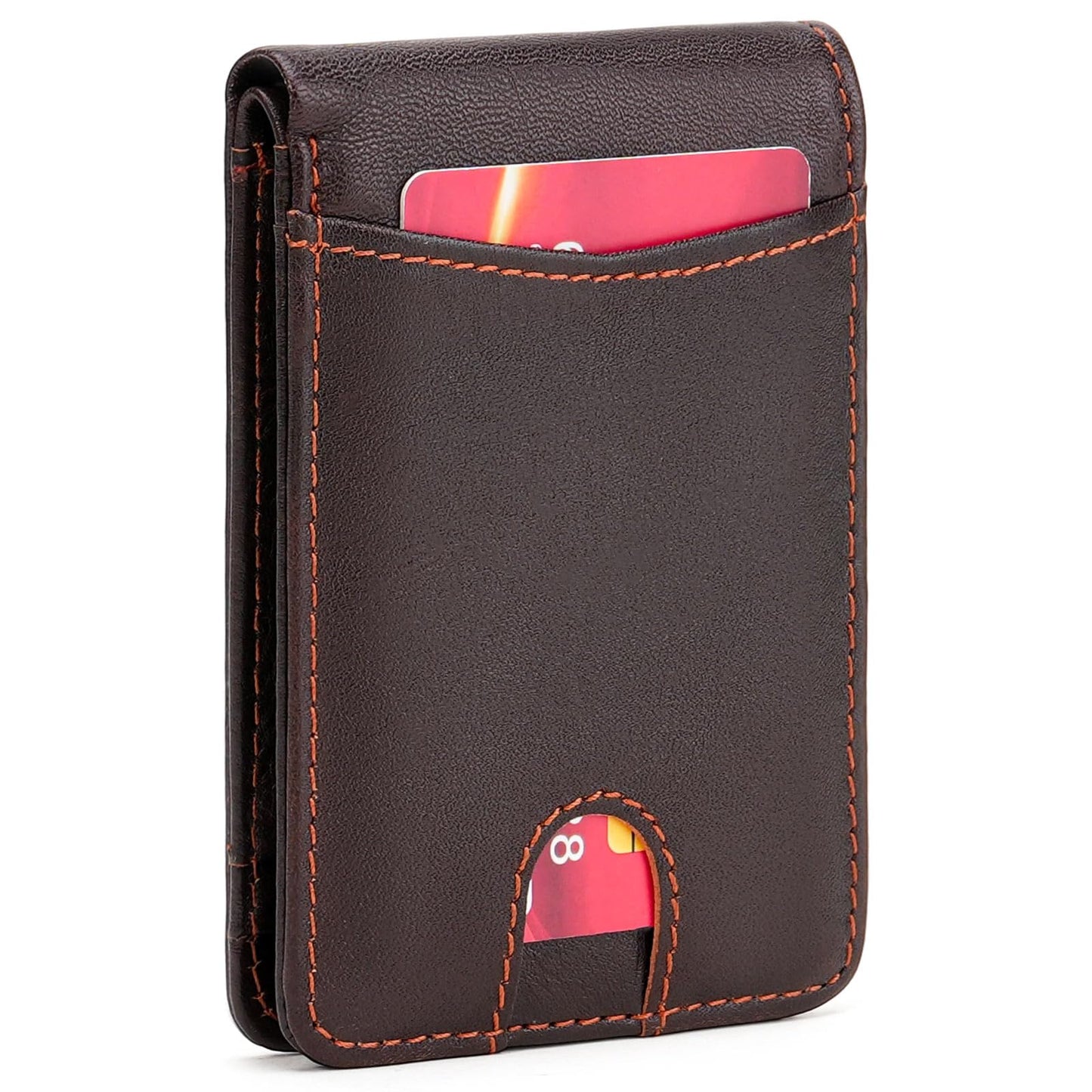 LOUEBICA Genuine Leather Wallet for Men RFID Blocking Bifold Slim Minimalist with Front Pocket Wallets Men Gift
