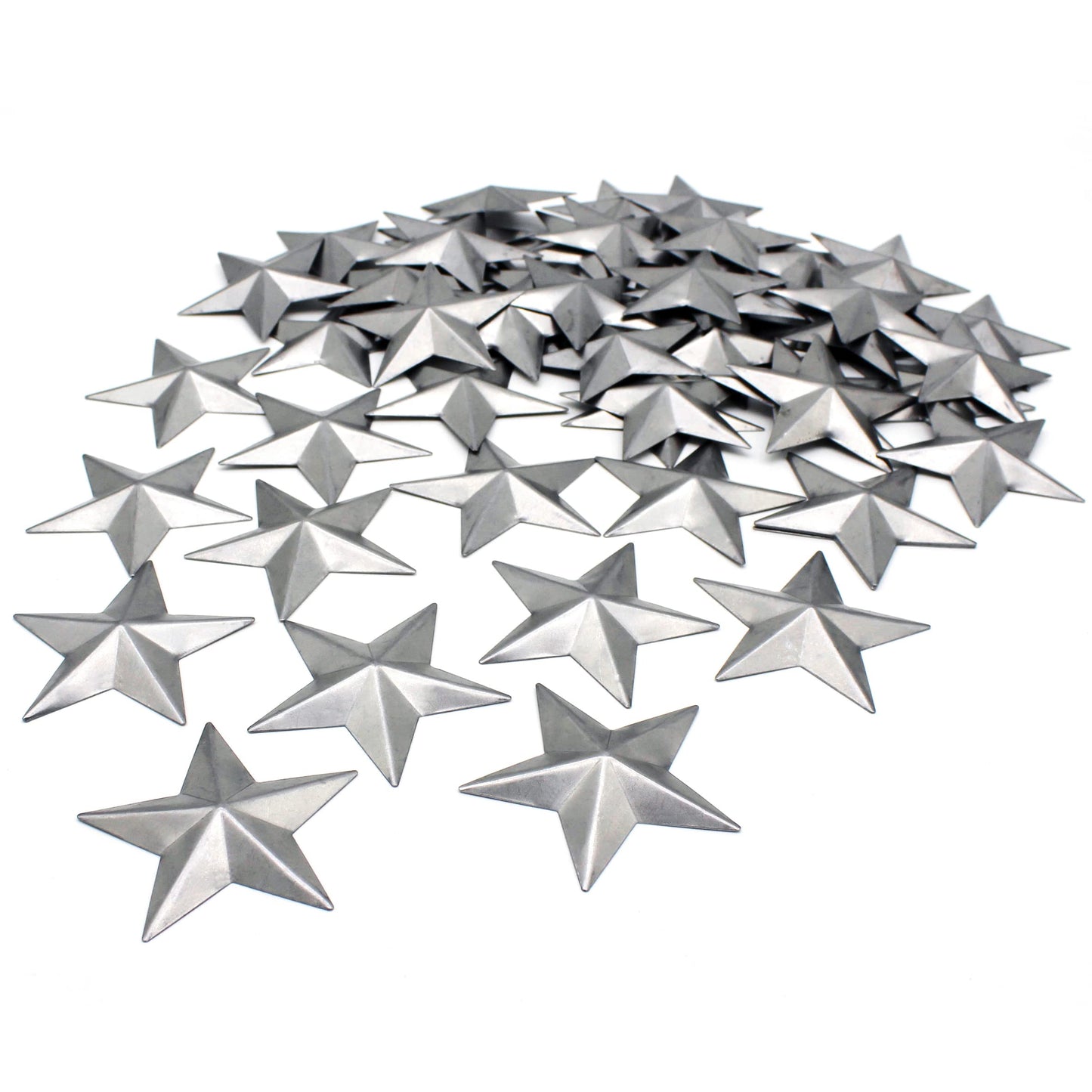 ARTGIFTHOU Galvanized Silver Stars Decor. Primitive Small Metal Barn Star for Crafts Decorative Accents, 2.75 Inch, Set of 55 PCS