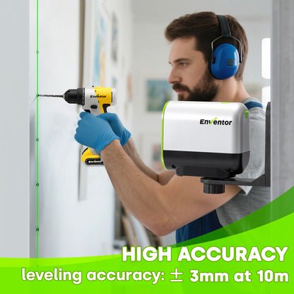 Enventor Green Laser Level, Self Leveling Laser Level for Picture Hanging and Home DIY, Horizontal and Vertical Cross-Line Laser, Rotatable 360° Magnetic Holder, Pulse Mode, USB Charging