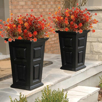RECUTMS 8 Bundles Artificial Fall Flowers No Fade Faux Autumn Plants, Fake Indoor Outdoor Greenery Decorations for Thanksgiving Christmas Wedding Party Home Garden Fireplace Décor (Green Orange)