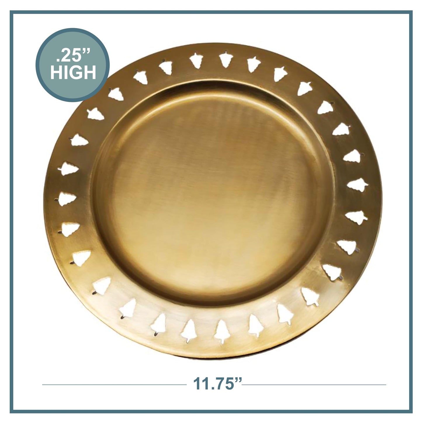 Luene Gold Christmas Tree Tray with Cutouts - Round Circular Charger Plate with Christmas Trees Edge - Decorative Serving Platter, Holiday Cookie Plate for Santa