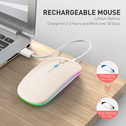 Bluetooth Wireless Mouse for Laptop mac MacBook ipad MacBook air MacBook pro pc Desktop Computer Windows Chromebook Notebook (Silver)