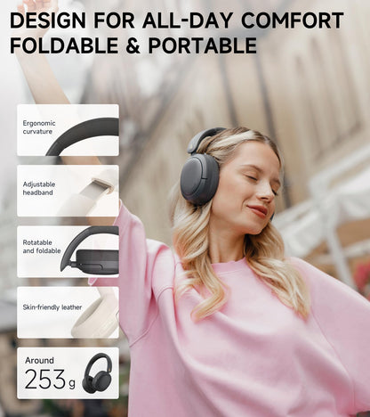 Edifier W800BT Pro Hybrid Active Noise Cancelling Headphones - Hi-Res Audio - AI Call Noise Cancellation - 45H Playtime - Fast Charging - Foldable - Wireless Over-Ear Bluetooth 5.4 Headphones - Gray