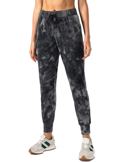 SANTINY Women's Joggers Pants Pockets Drawstring Running Sweatpants for Women Lounge Workout Jogging(Tie Dye Black_S)