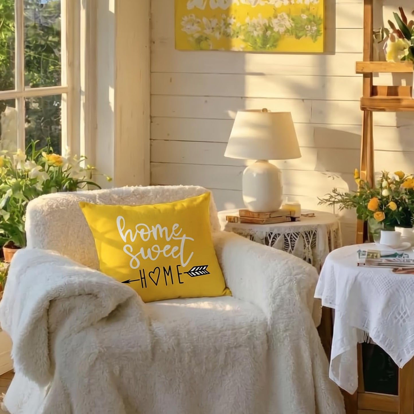 YCOLL Pillow Covers 16x16 Set of 4, Modern Sofa Throw Pillow Cover, Decorative Outdoor Linen Pillow Covers Set of 4 for Couch Sofa Bed and Car, Yellow
