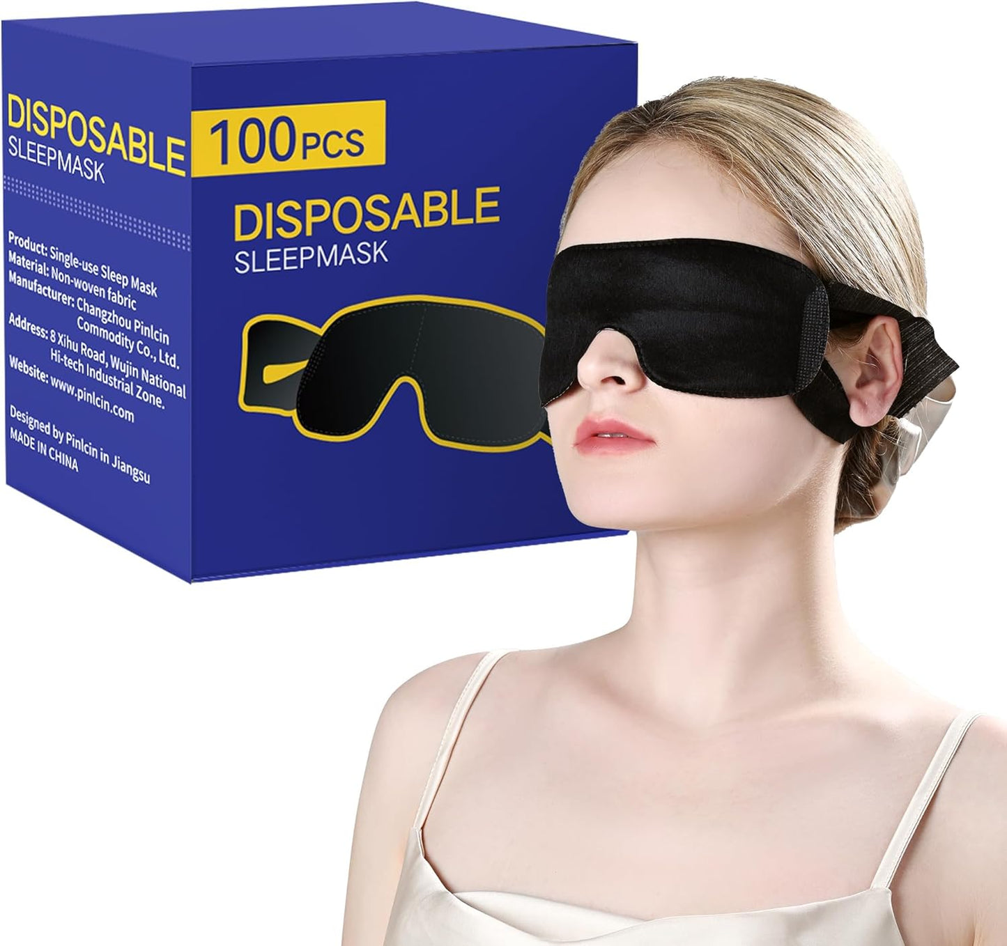 Pack of 100 Disposable Sleep Eye Mask for Men Women, Blindfold Eye Mask Shade Cover for Sleeping, Night Sleep Mask, Block Out Light, Soft Comfort Eye Shade Cover for Travel Yoga Nap
