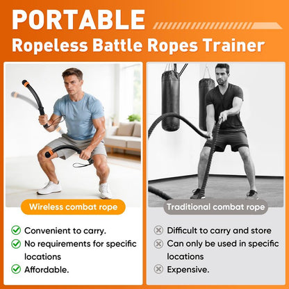 Adjustable counter weight Cordless Battle Ropes,Heavy Duty Portable Ropeless Battle Ropes for Home Gym,Workout Exercise Rope for Strength Building, HIIT and Low-Impact Aerobic Training for Men & Women