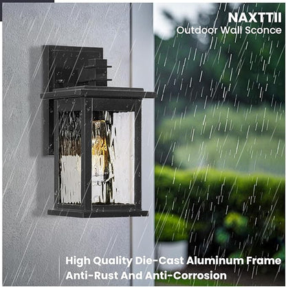 Outdoor Wall Lamps Black Outdoor Porch Lights Wall Mount Aluminum Waterproof Exterior Lighting Fixtures for House Garage Doorway 14.5 Inch Height E26 Socket