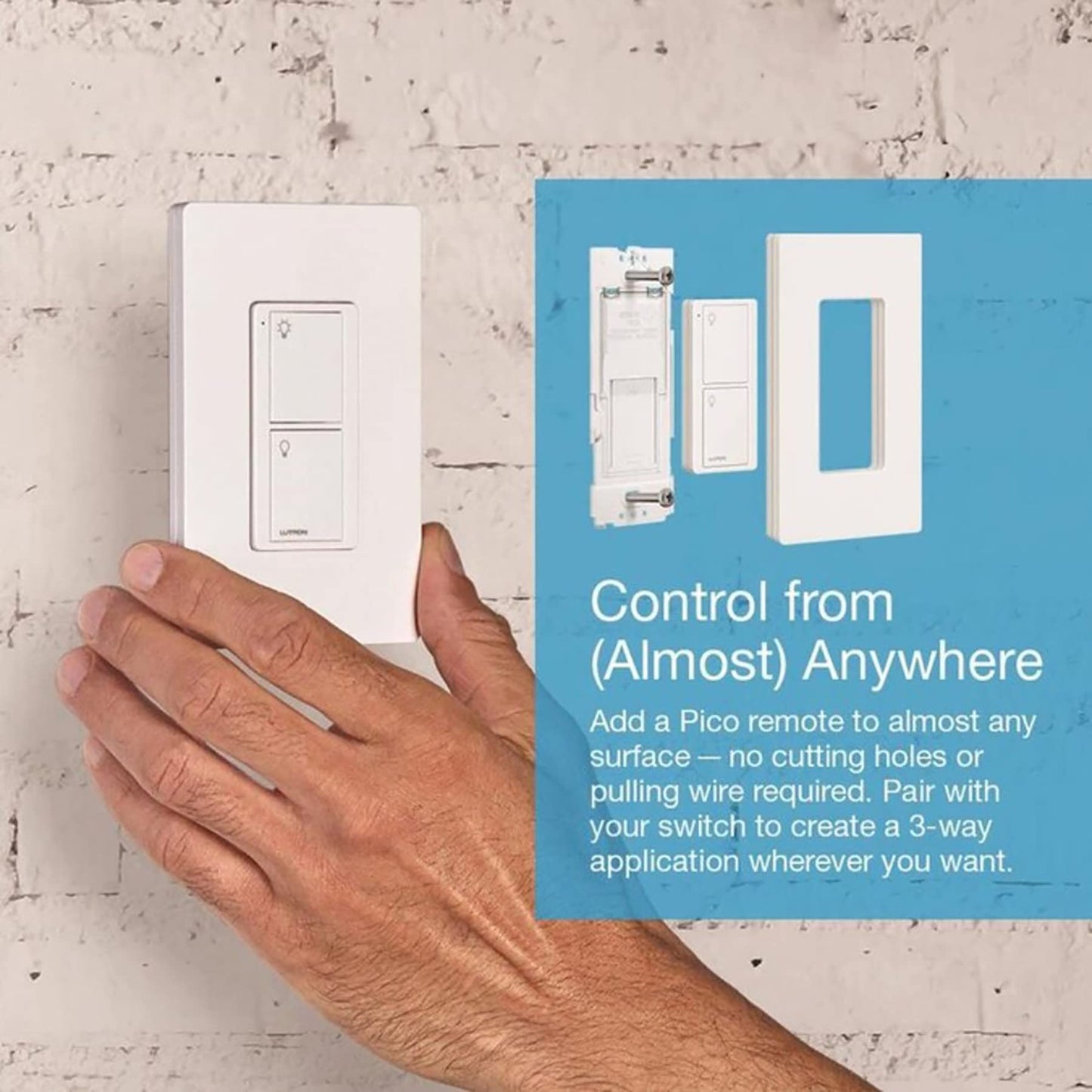 Lutron Caseta Original Smart Light Switch Kit w/ Wall Plate and Smart Hub, Compatible w/ Alexa, Apple Home, Google Home, Single-Pole/3 Way, 5 Amp, P-BDG-PKG1WS