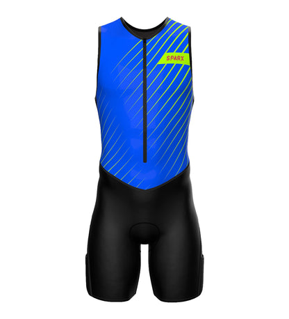 Sparx Men's Premium Triathlon Suit – Padded, Quick-Dry, Compression Fit, Lightweight Tri Suit for Swim, Bike, Run Race & Training (Medium, Bluegreen)