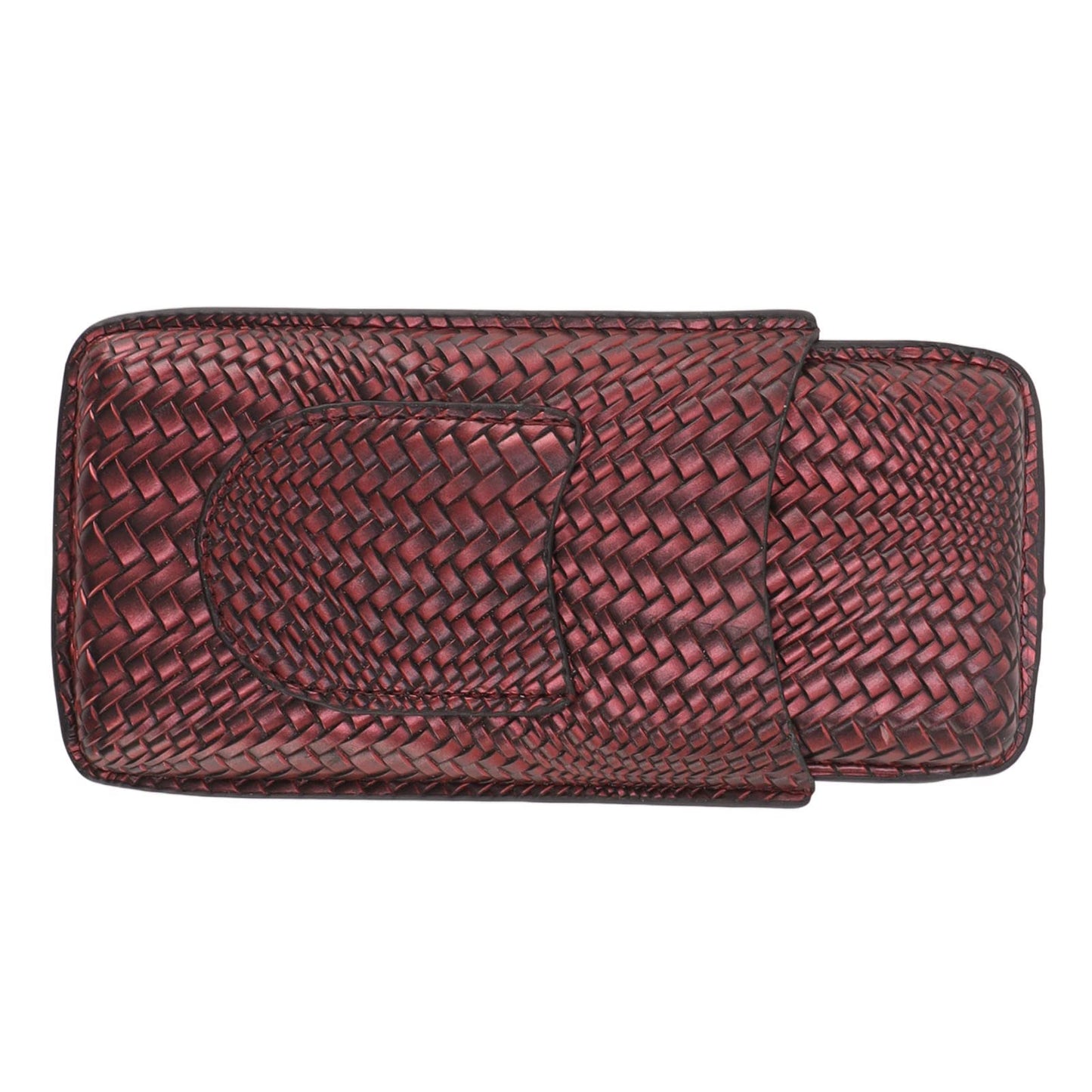 Travel Leather Cigar Case, 3 Finger Cigar Case Elegant Woven Pattern Gift Giving with Front Pocket for Office for Party()