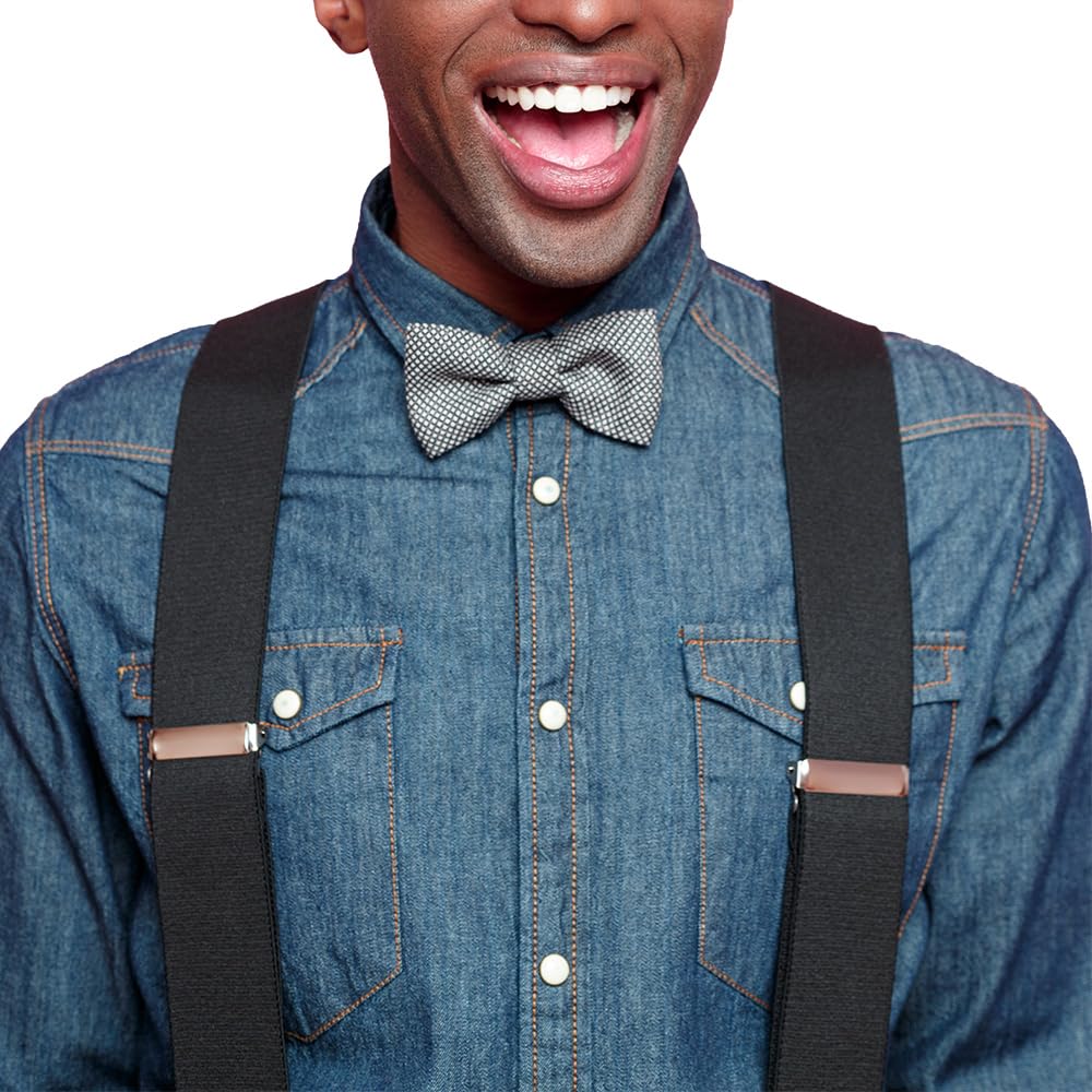 AmazingSky Men's 2" Wide Y-Back Adjustable Elastic Button End Suspenders,Tuxedo Braces for big and tall with 52" Length,Camel