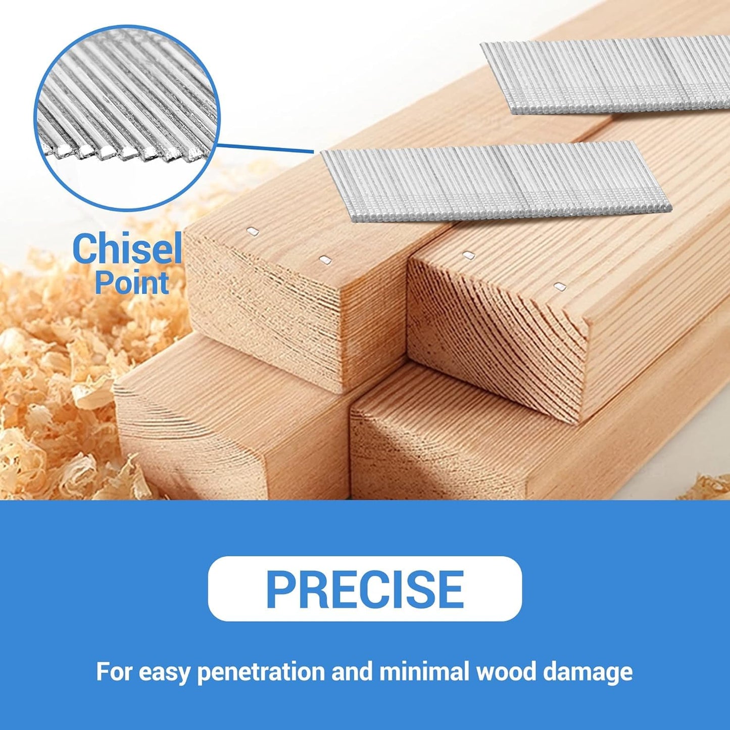 meite 16 Gauge 20 Degree Angled Finish Nails 2-1/2 Inch Leg Galvanized No-rust Finishing Nails for Finish Nailer Gun - Cabinet Crown Baseboard 4,000PCS