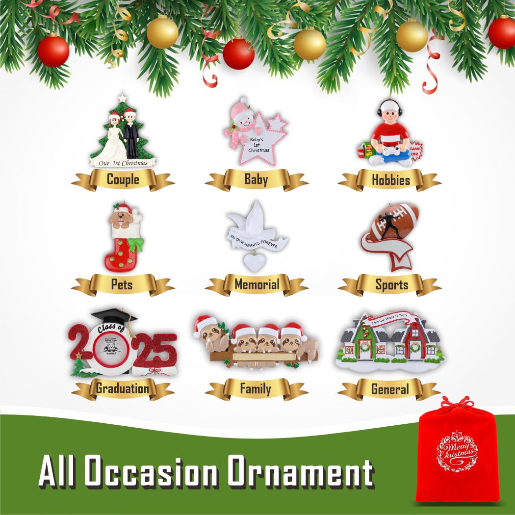 Sweater Reindeer Family Christmas Ornaments 2026, Personalized Deer Family of 6 Ornament, Cute Reindeer Holiday Decoration, Custom Christmas Keepsake Gift for Grandparents and Holiday Reunion