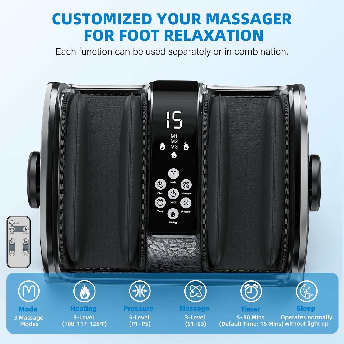 FSA Eligible HSA Items, Shiatsu Foot Massager for Neuropathy and Pain Relief, 3 Heat Therapy, 5 Intensity Deep Kneading, Rolling for Calf-Feet-Arm Relaxation, Plantar Fasciitis