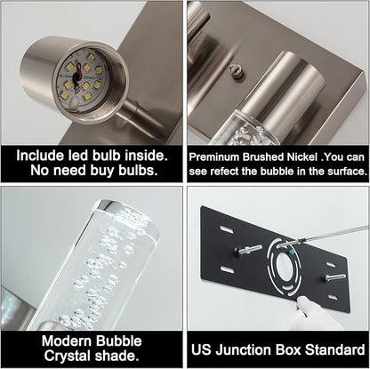 5-Light Bathroom Light Fixtures, Modern Led Vanity Lights 40W 6000K (Non-dimmable) Brushed Nickel Vanity Lights Bathroom Fixture. for Bathroom, Bedroom, Living Room…