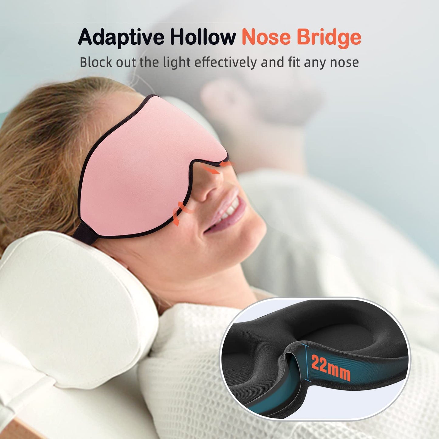 LitBear Sleep Mask for Side Sleeper Women Men, Eye Mask for Sleeping Light Blocking, 3D Contoured Cup Sleeping Mask, Soft Breathable Sleep Eye Mask with Adjustable Elastic Strap for Travel