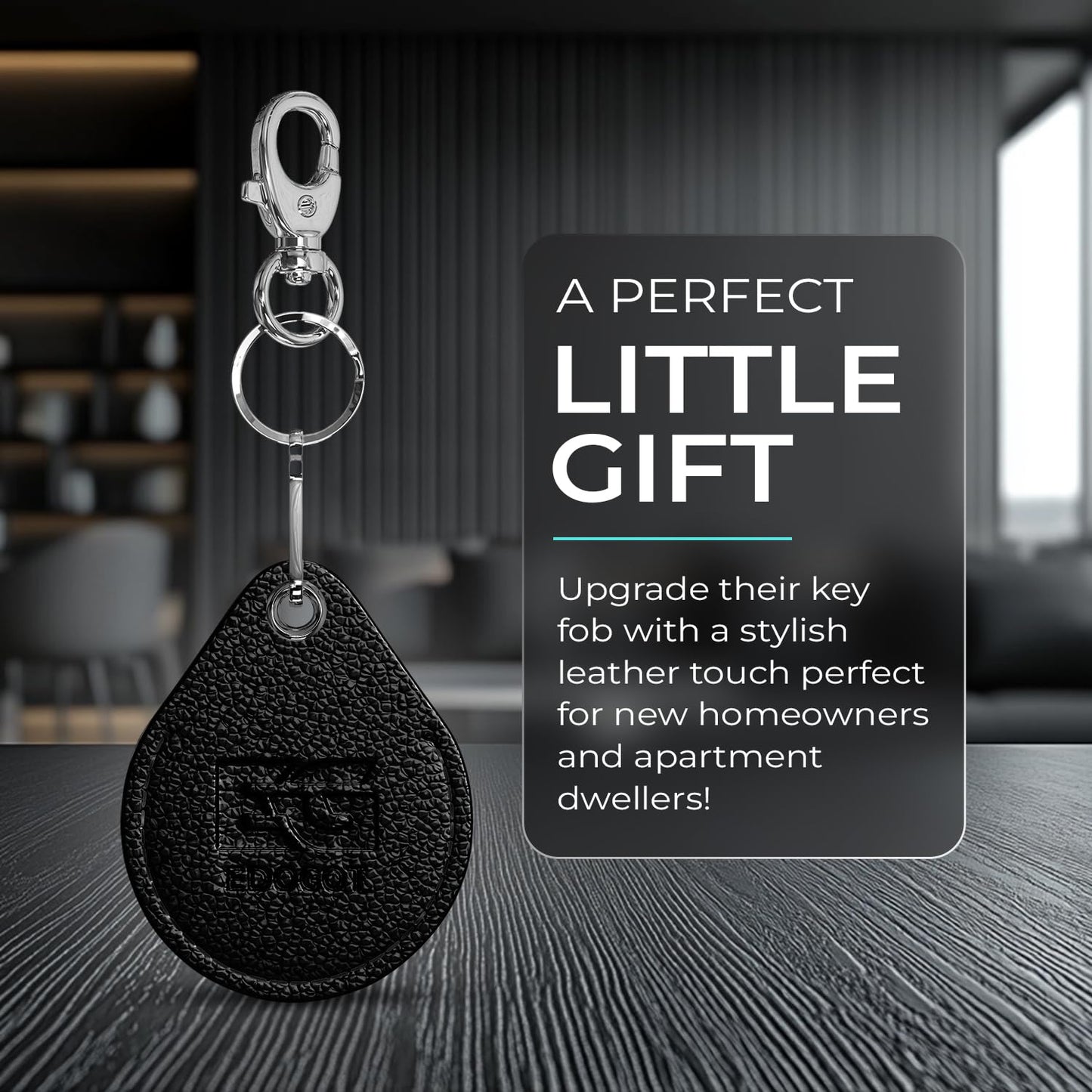 EDO GOT Genuine Leather Proxi RFID Key Fob and GPS Tag Holder Black 2 pack, Black