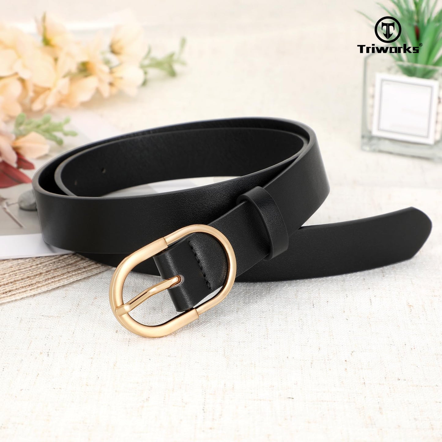 TRIWORKS 3 Pack Women Belts For Jeans Pants Dresses Ladies Leather Waist Belts