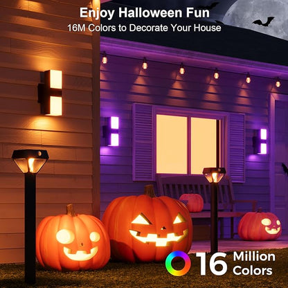 XMCOSY+ Outdoor Wall Light, 1400LM Smart RGBCW Outdoor Wall Sconce Lights, Adjustable Dual-Head LED Porch Light, WiFi APP Control, Alexa Compatible, IP65 Waterproof Outside Lights for House, 2 Pack