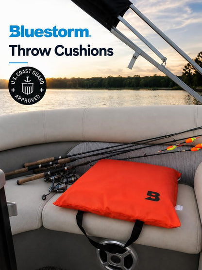 BLUESTORM Throwable Cushion | US Coast Guard (USCG) Approved Type 4 Basic Foam Cushion Preserver (White)