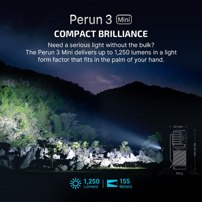 OLIGHT Perun 3 Mini Headlamp 1250 Lumens LED Head Flashlight,Rechargeable Headlight with Red Light Option,Perfect for Working, Hiking, Camping and Climbing (Cool White 5700K~6700K, Orange)