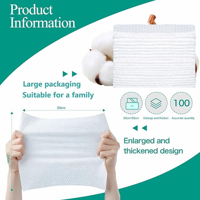 Soft Disposable Face Towel, Cotton Facial Dry Wipes 300 Count, Cotton Dry Wipes