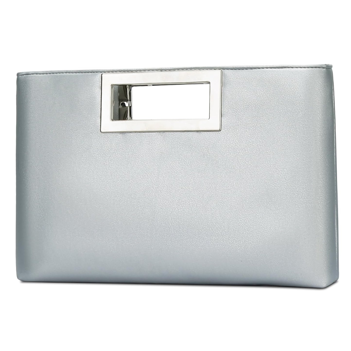 KKXIU Clutch Purse for Women Vegan Leather Evening Bag Formal Handbag for Wedding Party Prom Bridal (Silver)
