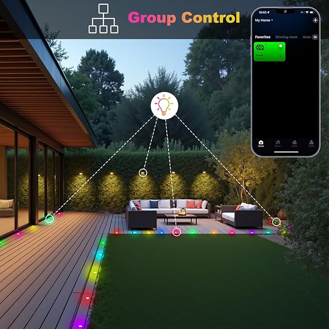 FVTLED Recessed LED Deck Lights Kit, Φ1.77 Low Voltage WiFi Pixel RGBW+IC Deck Lighting Work with Alexa/Google Home, IP67 Waterproof Outdoor Step Lights DC12V for Garden,Steps,Stair(10 Pack, Black)