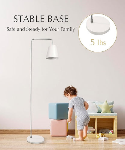 HarvestLand Steady Brushed Nickel Floor Reading lamp – Adjustable Standing Lamp with Solid Base, Reading Lamps Floor Standing, Grey Reading Floor Lamp for Living Room or Over Chair Use