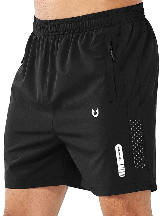 NORTHYARD Men's Athletic Running Shorts Gym Workout 7"/9"/5" Quick Dry Lightweight Sports Basketball Tennis 3 Zipper Pockets Black-5inch 2XL