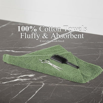 24 Pack Green Hand Towel 100% Cotton Spa Towel – 16x26 inches Highly Absorbable