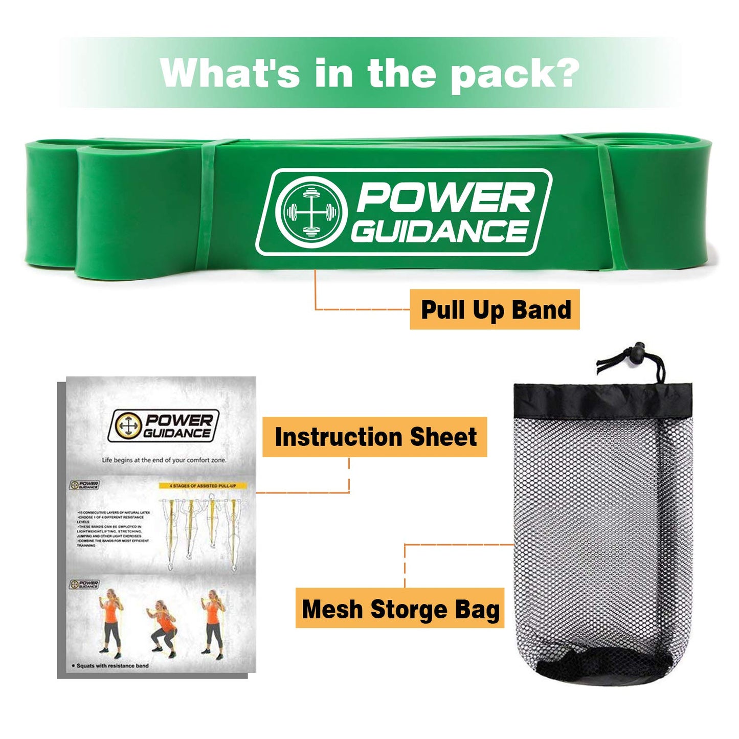 POWER GUIDANCE Pull Up Assist Bands - Stretch Resistance Band - Mobility Band - Powerlifting Bands - by Perfect for Body Stretching, Powerlifting, Resistance Training